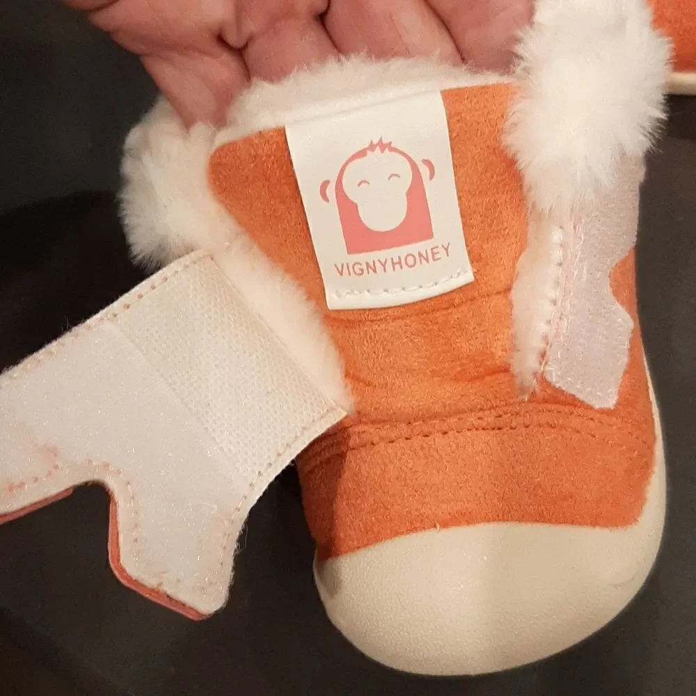 Baby Booties Pink Suede with Fleece Lining